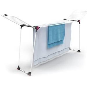 Opvouwbaar wasrek, uittrekbaar met wieltjes, 1,8 m, ruimtebesparend, ideaal voor binnen en buiten, robuuste en stabiele structuur van staal en polypropyleen, 180 x 88 x 56 cm