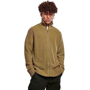 Urban Classics Heren cardigan sweatshirtjas met ritssluiting & opstaande kraag, lichte oversized snit, maat S tot 5XL, tiniolive, M