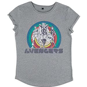 Marvel Dames Classic Avengers T-shirt met opgerolde mouwen, gemêleerd grijs, S, grijs (melange grey), S