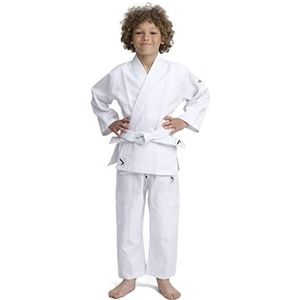 IPPONGEAR Beginner 2 judopak voor kinderen, vechtsport, pak incl. riem, maat 100, elastiek en veterband aan de broek, 190 gr/m² stofdichtheid, wit