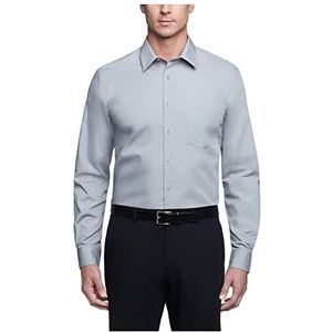 Van Heusen Heren Overhemd Regular Fit Poplin Solid, Grijze Steen, 17.5 Neck / 32-33 Sleeve
