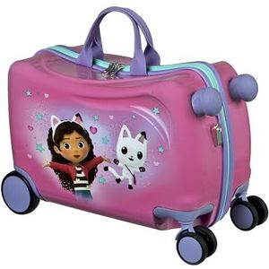Undercover - Gabby's Dollhouse Ride-on trolley - kinderbagage om erop te zitten - belastbaar tot 50 kg - met praktische handgrepen - stabiele reiskoffer, roze, Harde trolley met zwenkwielen