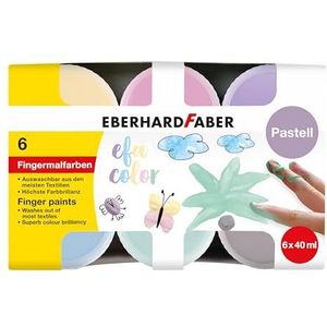 Eberhard Faber 578604 - Vingerverfset voor kinderen met 6 pastelkleuren, elk ca. 40 ml, gemakkelijk te mengen en sneldrogend, voor creatief schilderen