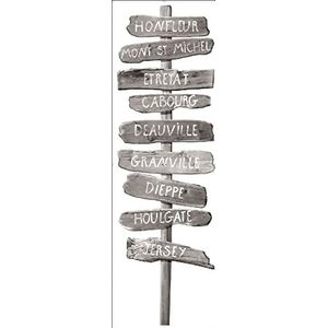 Decoratieve zelfklevende sticker Normandie: Honfleur, Mont Saint Michel, Etretat, Deauville, 60x180cm, Trompe l'oeil Directiepaneel