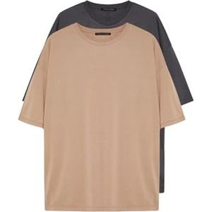 Trendyol Mannelijk oversized basic T-shirt met ronde hals, Meerkleurig, S