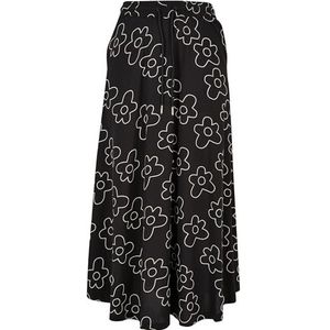 Urban Classics Dames viscose midi-rok, Zwartbloem, 4XL