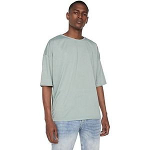 Trendyol Heren Mint Basic Bicycle Collar Oversize T-shirt met korte mouwen, S
