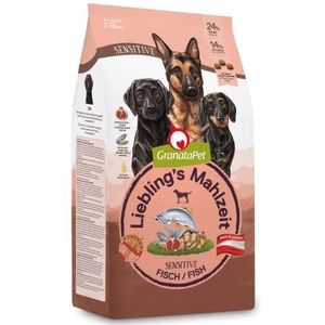 GranataPet Lieblings's Maaltijd Visgevoelig, droogvoer voor honden, hondenvoer zonder granen en zonder suikertoevoegingen, volledig voer, 4 x 1,8 kg
