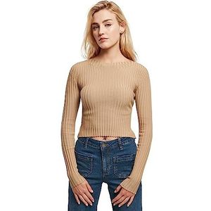 Urban Classics Damen Sweatshirt Ladies Short Rib Knit Twisted Back Sweater unionbeige XL