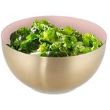 Relaxdays saladeschaal - 2 liter - saladekom - serveerschaal - rond - mengkom - rvs - roze