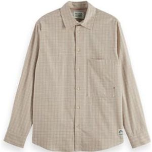 SCOTCH & SODA - Overhemd - Sand/Wit - Flanel - Lange Mouw - Comfort Fit