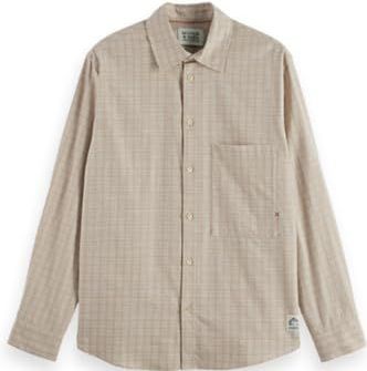SCOTCH & SODA - Overhemd - Sand/Wit - Flanel - Lange Mouw - Comfort Fit