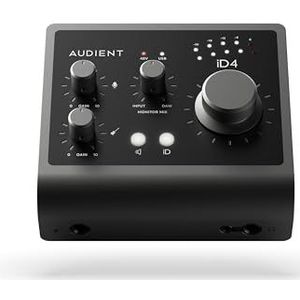 Audient iD MKII Audio-interface iD4 MKII, klasse A Console-microfoonvoorversterker (High Speed USB-C, Monitor Mix en Monitor Panning-functie, 2 koptelefoonuitgangen, Mac/PC/iOS-compatibel), zwart