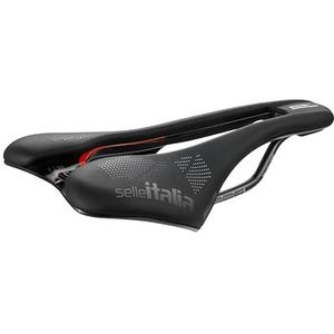 Selle Italia SLR Boost KC TM Superflow – Racefietszadel met Gel, Superflow-Gat en Chroom-Mangaan Frame – Maat S3, Zwart/Rood