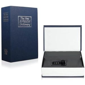 Boekkluis Cijferslot, Boekenkluis met Cijferslot, Woordenboek Book Safe, Sieraden Verborgen Kluisje voor Geld Verzamelen en Persoonlijke Spullen, 4,5 X 2,1 X 7 Inch(Donkerblauw)