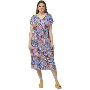 Ulla Popken, Dames, grote maten, jerseyjurk, bedrukt, wit, 54/56 NL