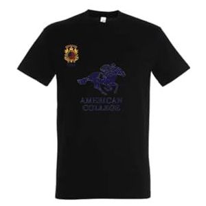 AMERICAN COLLEGE USA T-shirts met korte mouwen voor dames en heren, Zwart, M