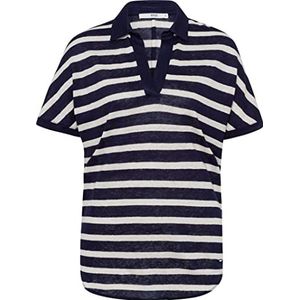 BRAX Dames Style Clay Linnen Stripe Polohemd, Indigo, 40, blauw, 40
