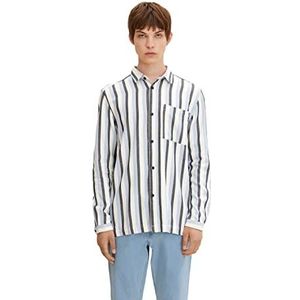 TOM TAILOR Denim Uomini Shirt met strepen 1032375, 30229 - Blue Beige Structure Stripe, S