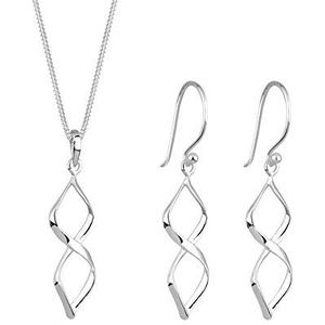 Elli Sieradenset dames spiraal vorm hanger oorbellen set in 925 sterling zilver, 450, facetgeslepen, Zirkonia