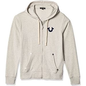 True Religion Heren Buddha Logo Zip Hoodie Hooded Sweatshirt, Havermout, L