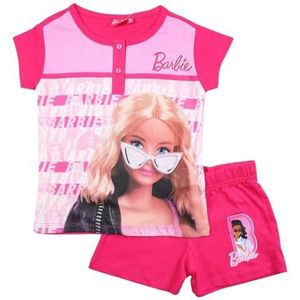 Disney Barbie set voor meisjes, comfortabele complete outfit, perfect voor dagelijkse activiteiten en uitstapjes, Fuchsia, 4 Jaren