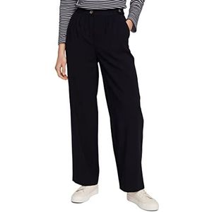 TOM TAILOR Dames Broek met plooien 1030616, 14482 - Deep Black, 34W / 32L