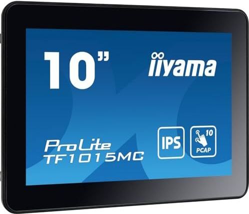 iiyama Prolite TF1015MC-B3 25,7 cm 10,1 inch IPS LED-monitor WXGA Open Frame 10 Punten Multitouch capacitief VGA HDMI DP RJ45 (LAN) Audio Out IP65 Touch door glas Ant-Fingerprint 7H zwart