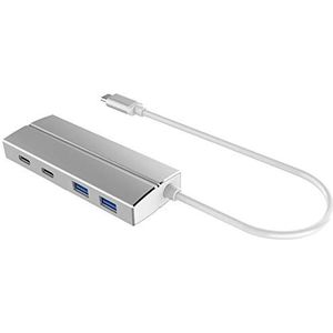 PremiumCord 10 Gigabit USB-C hub op 2 x USB 3.1 type C + 2 x USB 3.0, aluminium behuizing, 10 Gbps, SuperSpeed USB 3.1 type C, kleur zwart, lengte 20 cm