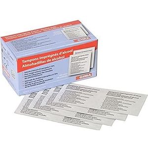 Gima - Tampons gedrenkt in 70% isopropylalcohol, voor huiddesinfectie vóór injectie, 36599