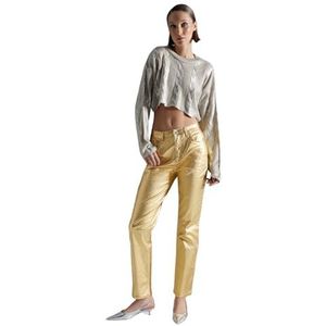 Trendyol Dames Gerade Hohe Taille Jeans, Goud, 36