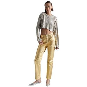 Trendyol Dames Gerade Hohe Taille Jeans, Goud, 34