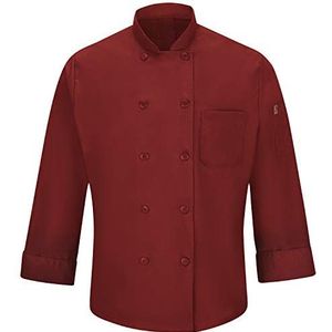 Red Kap Men's Long Sleeve Ten Button Chef Coat with Mimix and Oilblok, Fireball Red, 2XL