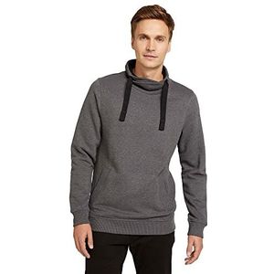 TOM TAILOR Mannen Sweatshirt met opstaande kraag 1029111, 15704 - Anthracite Melange, S