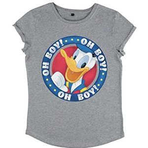 Disney Classics Dames Mickey Classic-Oh Boy Donald Organic Rolled Sleeve T-Shirt, Melange Grey, XL, grijs (melange grey), XL