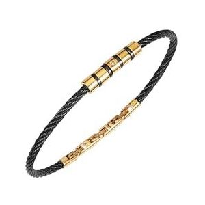 Breil, Loop Collection Heren Hedendaagse Stalen Armband Dunne Zwarte Stalen Kabel Verstelbare Sieraden Sluiting 17,5-20cm, Taglia unica, LABEL_ACCIAIO_316L, Zirkonia