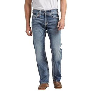 Silver Jeans Co. Zac Relaxed Fit jeans met rechte pijpen voor heren, Licht Indigo, 33W / 34L
