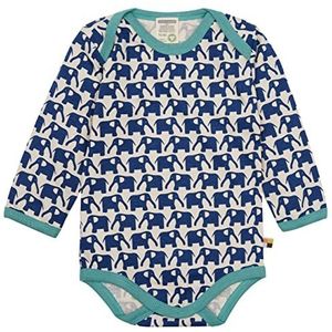 loud + proud Uniseks babybody lange mouwen met olifantenprint, GOTS-gecertificeerd T-shirt, ultra marine, 74/80 cm