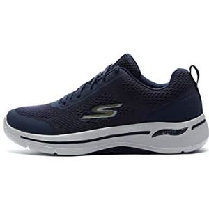 Skechers Go Walk Arch Fit Idyllische Sneaker voor heren, Navy Textiel Synthetisch Goud Trim, 49.5 EU