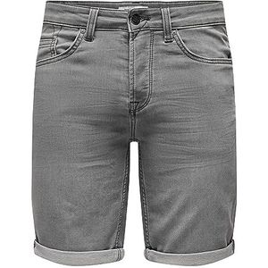 Only & Sons Jeansshort voor heren OnSply Life Reg Jog, grijs denim, XS