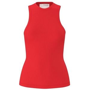 Selected Femme Vrouwelijke tanktop, geribbeld, flame scarlet, XL