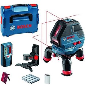 Bosch Professional bouwlaser GLL 3-50 (rode laser, binnenafwerking, werkbereik met ontvanger LR2: 50 m, 4 batterijen AA, draaihouder, houder BM1, L-BOXX)