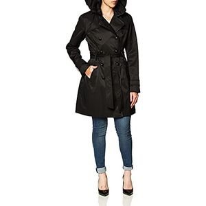 GUESS Dames dames dubbele Breasted trenchcoat met contrasterende afwerking trenchcoat - zwart - L