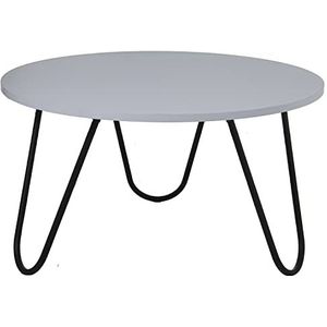 DRW Ronde salontafel van hout en metaal, in zwart en wit, 80 x 44 cm