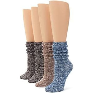 No Nonsense Marl Slub Slouch Bootsokken, 4 paar Marl Slouch bootsokken, 4 paar, zwart/zwart/bruin/blauw, 4-10