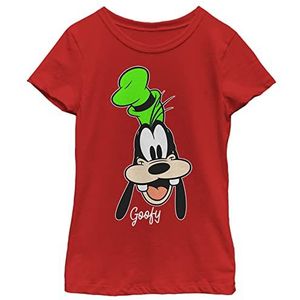 Disney Characters Goofy Big Face Girl's Solid Crew Tee, Rood, X-Small, Rot, XS