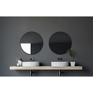 Ronde spiegel Black Circle - zwarte spiegel met Ø 60 cm - wandspiegel met hoogwaardig aluminium frame in zwart