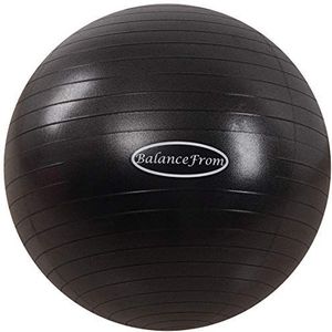 BalanceFrom Anti-Burst en Slip Resistant Oefenbal Yoga Bal Fitness Bal Geboortebal met Quick Pomp, 2 LB Capaciteit, Zwart