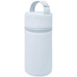 Duffi Baby 0832-12 Thermo-tas voor babyflessen, van kunstleer, voor warme en koude flessen, met ritssluiting en handvat, gemakkelijk te reinigen, cirkels, blauw