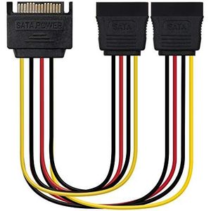 Monkey Ladder Stroomkabel SATA/M-2xSATA/H, 2xfemale stekker, zwart/rood/geel